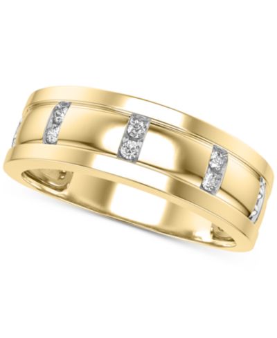 Мужское кольцо Diamond Band (1/10 ct. t.w.) в 10k Yellow Gold и 10k White Gold