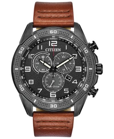 Citizen Drive From Citizen Eco-Drive Мужские часы с кожаным ремешком Brown Leather Strap 45mm