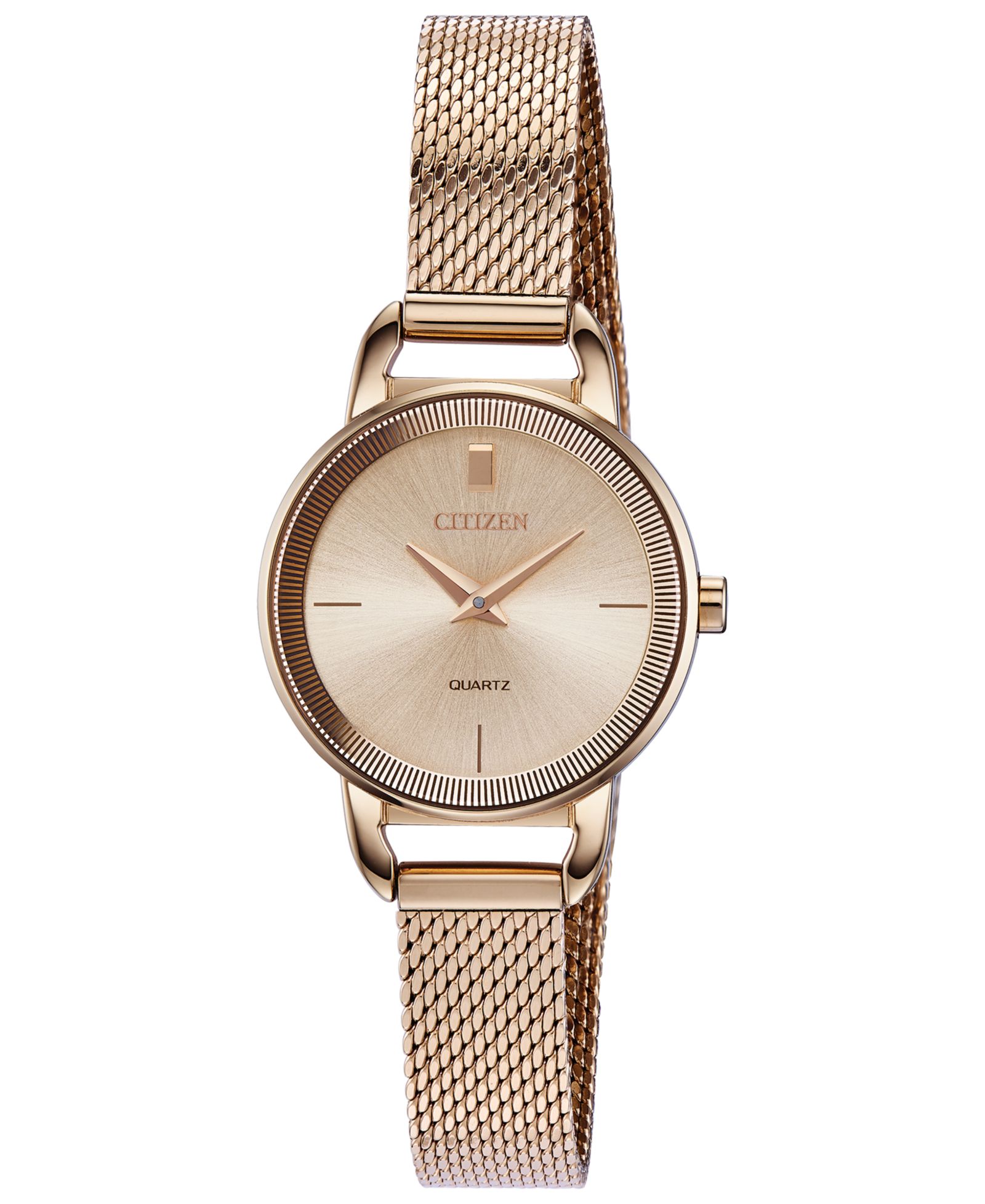 Женские часы Citizen Quartz Rose Gold-Tone Stainless Steel Mesh Bracelet, 26mm