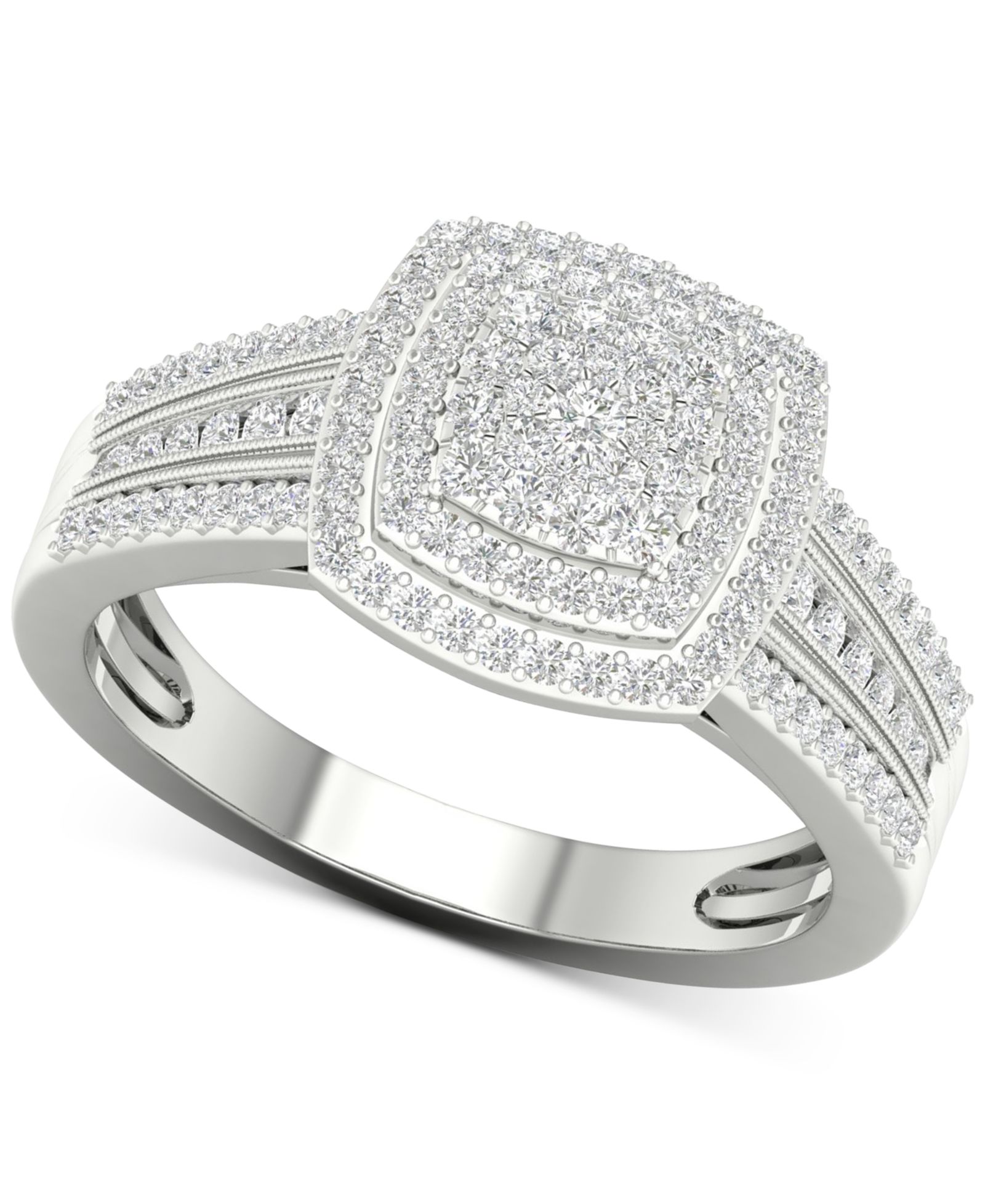 Кольцо с кластером бриллиантов (1/2 ct. t.w.) из стерлингового серебра