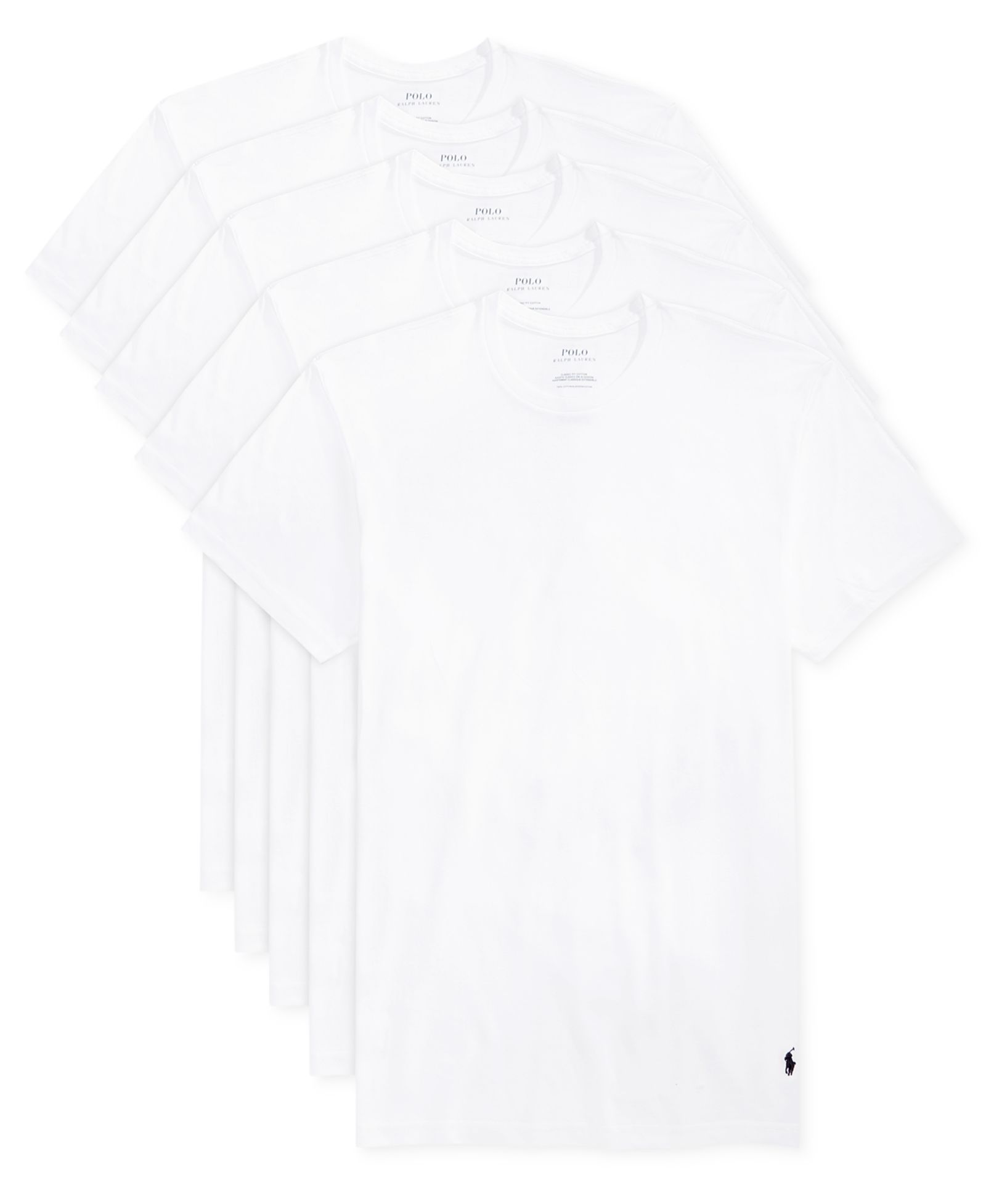 Polo Ralph Lauren Men's 5-Pack Slim Fit Classic Cotton Crewneck Undershirts
