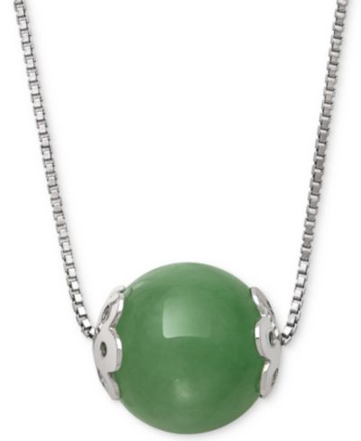 Подвеска на ожерелье из стерлингового серебра с бусиной Dyed Jade (10mm) 18"
