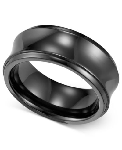 Мужское черное титановое кольцо Triton, Concave Wedding Band (8mm)