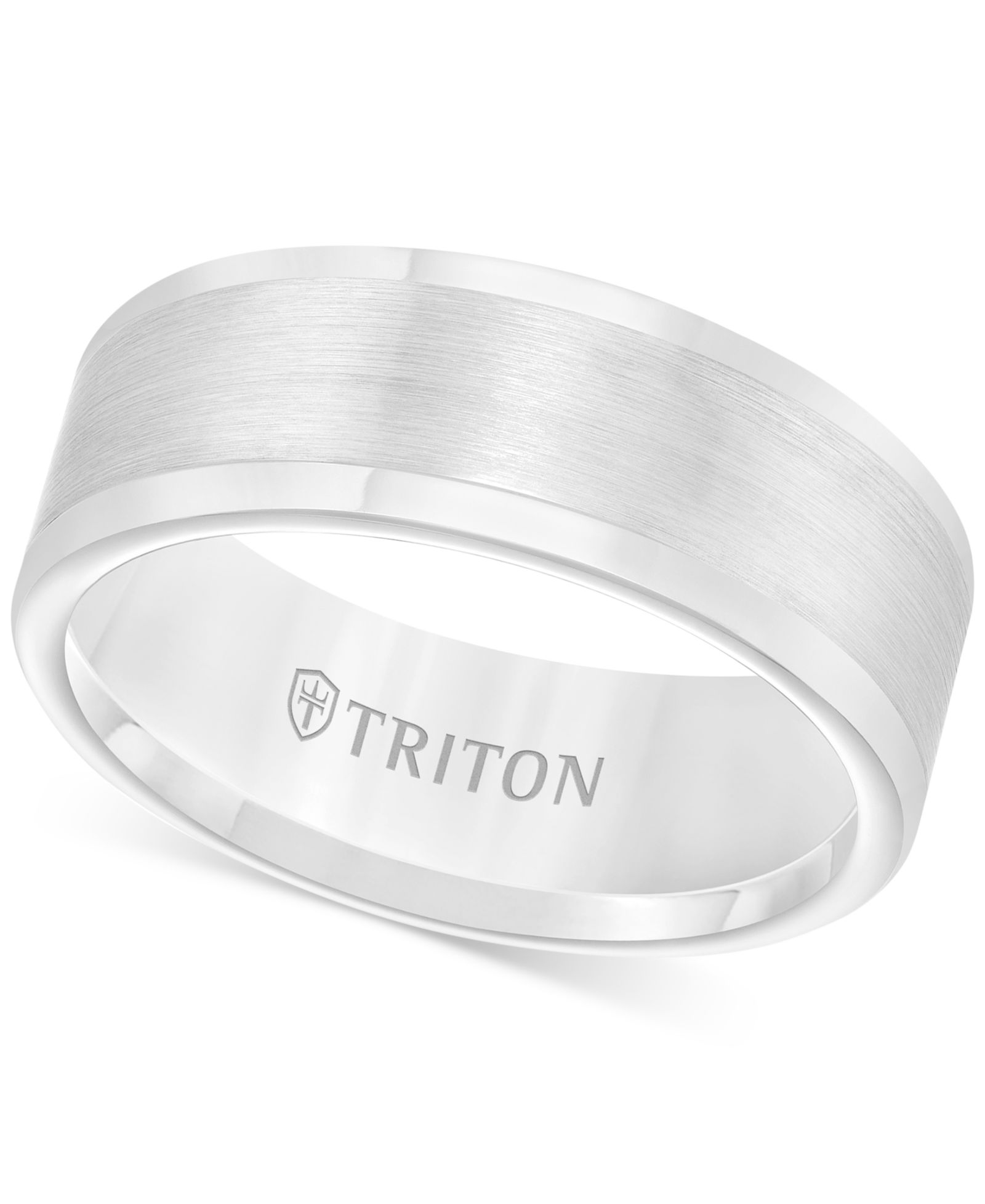 Triton Мужское кольцо, обручальное из белого или черного вольфрама, 8mm