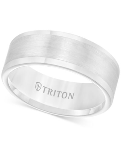 Triton Мужское кольцо, обручальное из белого или черного вольфрама, 8mm