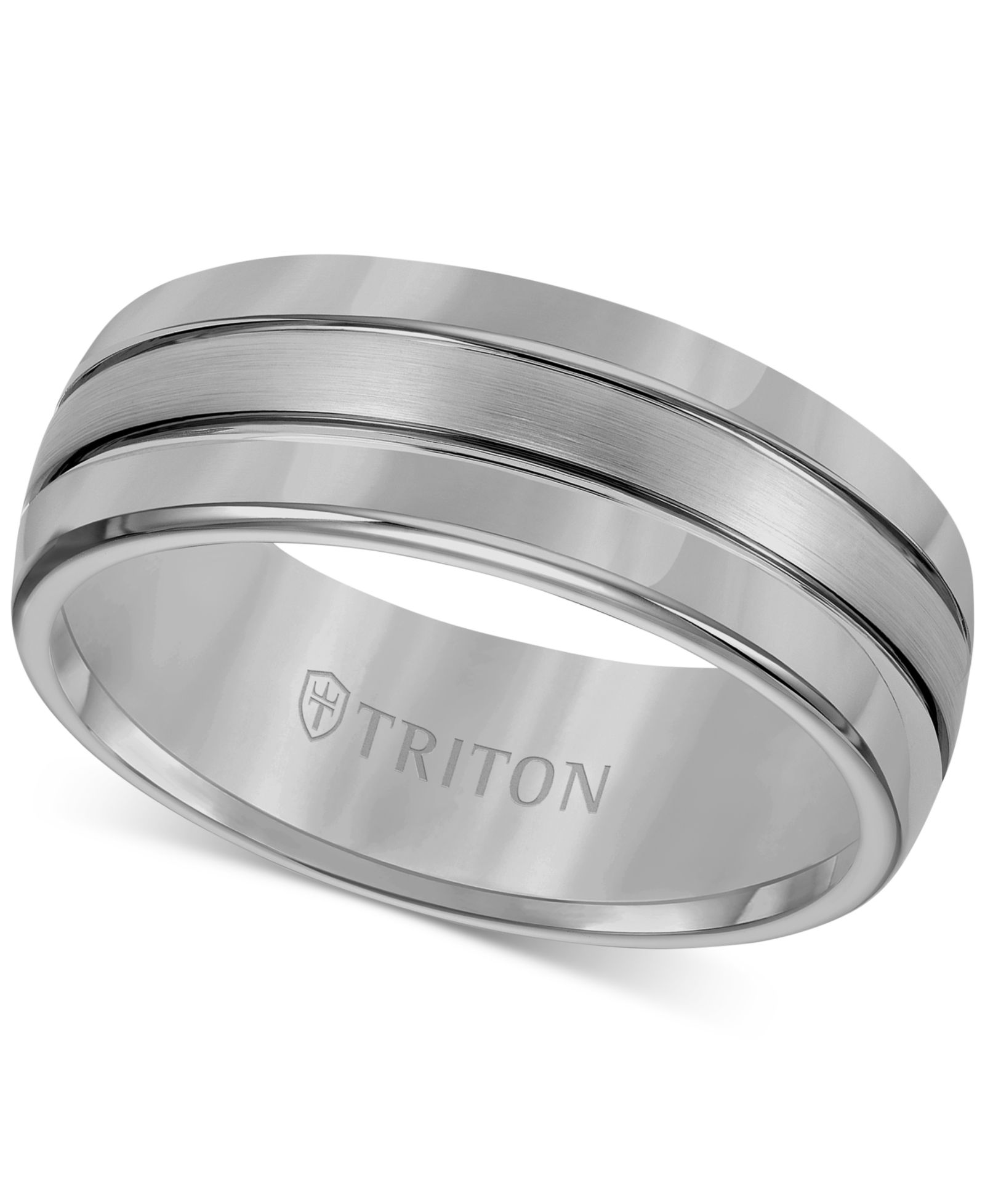 Обручальное кольцо Triton Men's 8mm 3-Row Classic или Black Tungsten
