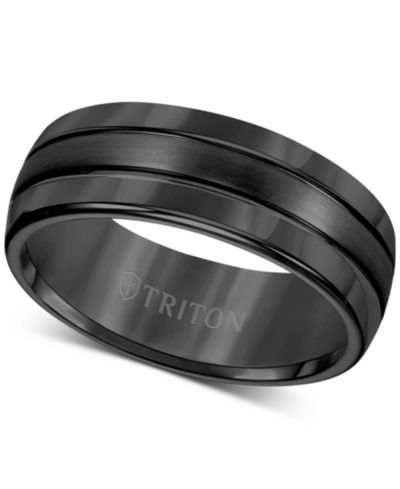 Обручальное кольцо Triton Men's 8mm 3-Row Classic или Black Tungsten