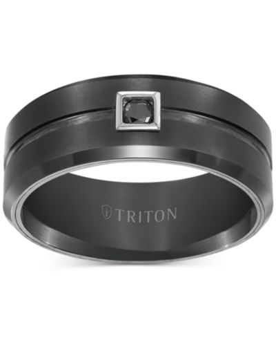 Мужское кольцо Triton Black Tungsten с черным бриллиантом