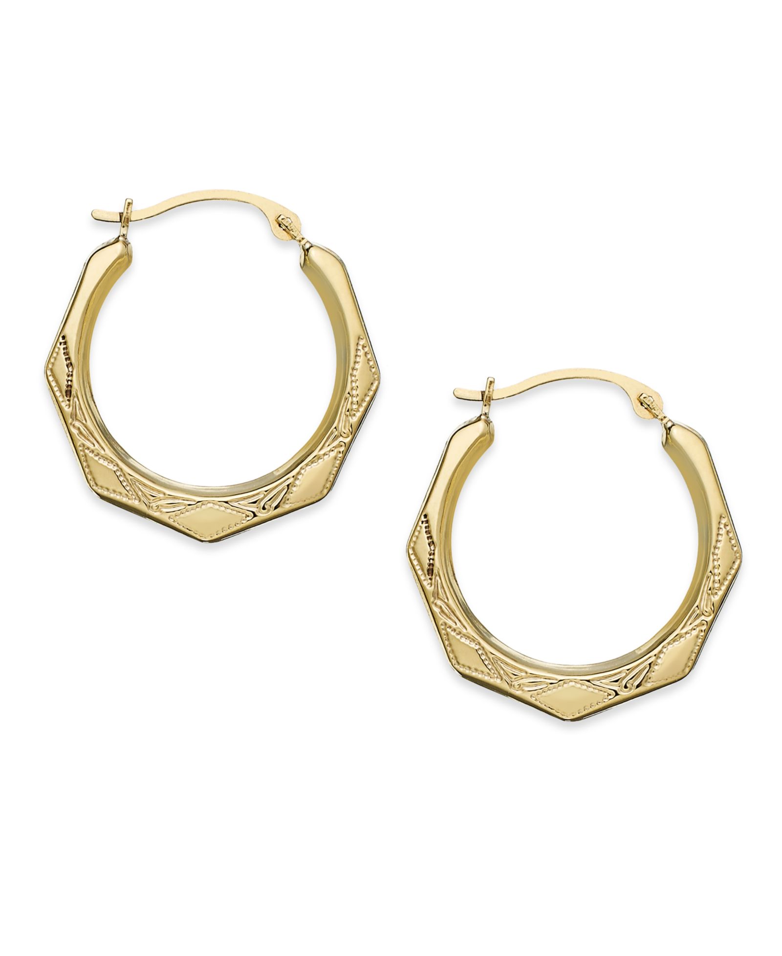 Серьги-кольца Hexagon Hoop, 10k Gold