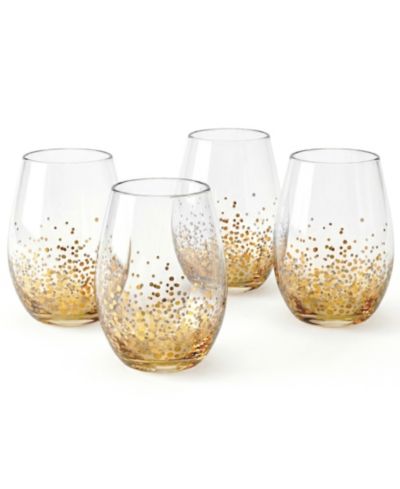 Jay Imports Gold Luster Stemless Glasses, Set of 4