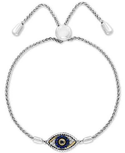 EFFY Collection браслет Bolo Evil Eye с сапфиром (1/10 ct. t.w.) и бриллиантом (1/10 ct. t.w.), золото 14k и серебро