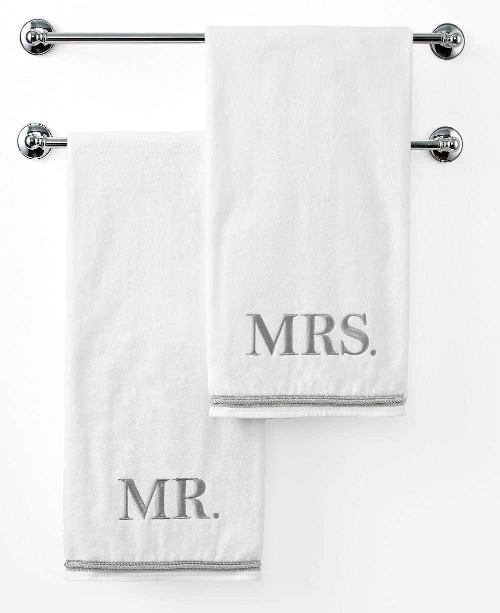 Полотенце для ванной Avanti Mr. & Mrs. Embroidered Cotton, 27" x 50"