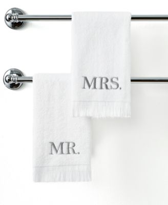 Avanti Mr. & Mrs. Embroidered Cotton Fingertip Towel, 11" x 18"