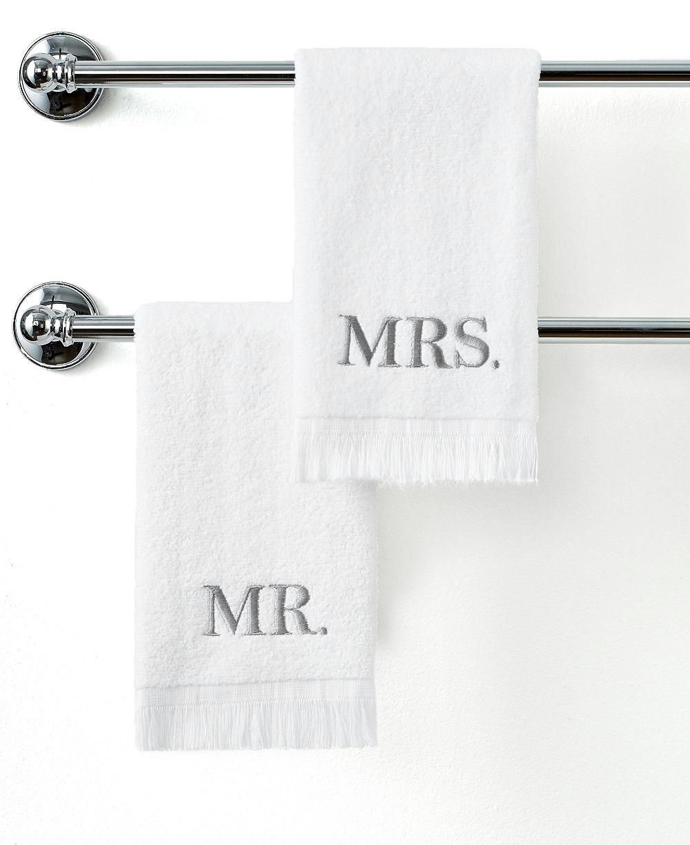 Хлопковое полотенце для рук Avanti Mr. & Mrs. Embroidered, 11" x 18"