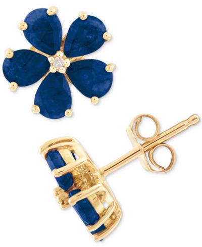 Серьги-гвоздики Sapphire & Diamond Accent in 14k Gold
