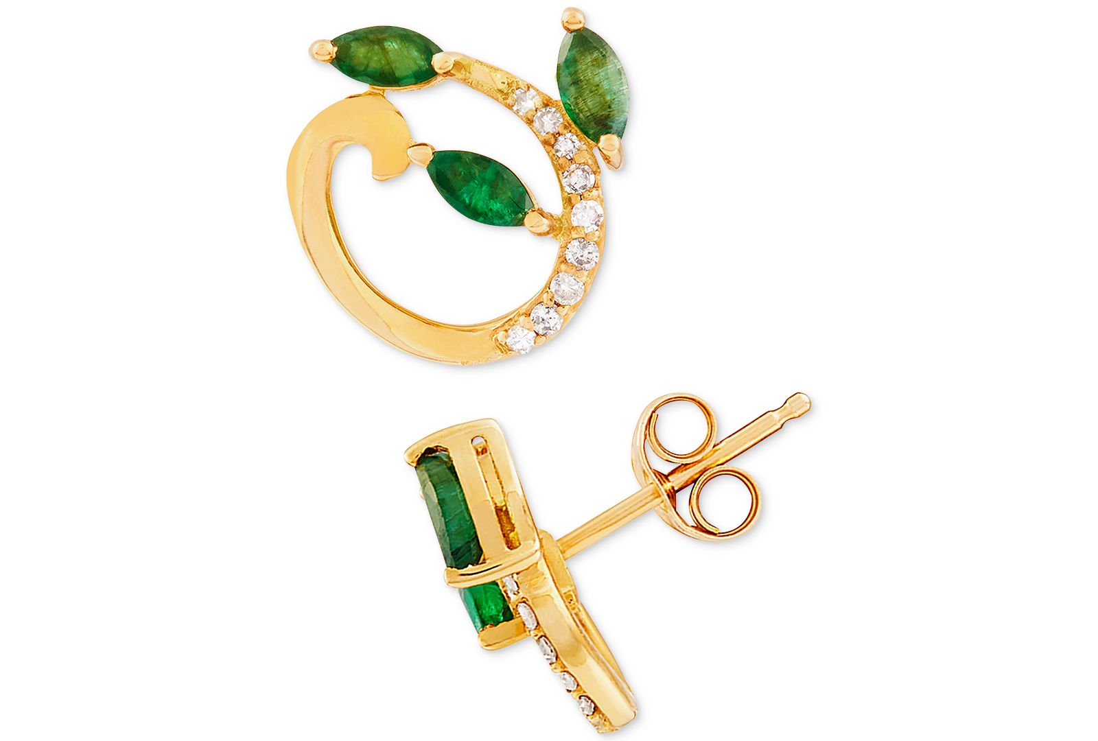 Emerald (1/2 ct. t.w.) & Diamond Accent Stud Earrings in 14k Gold