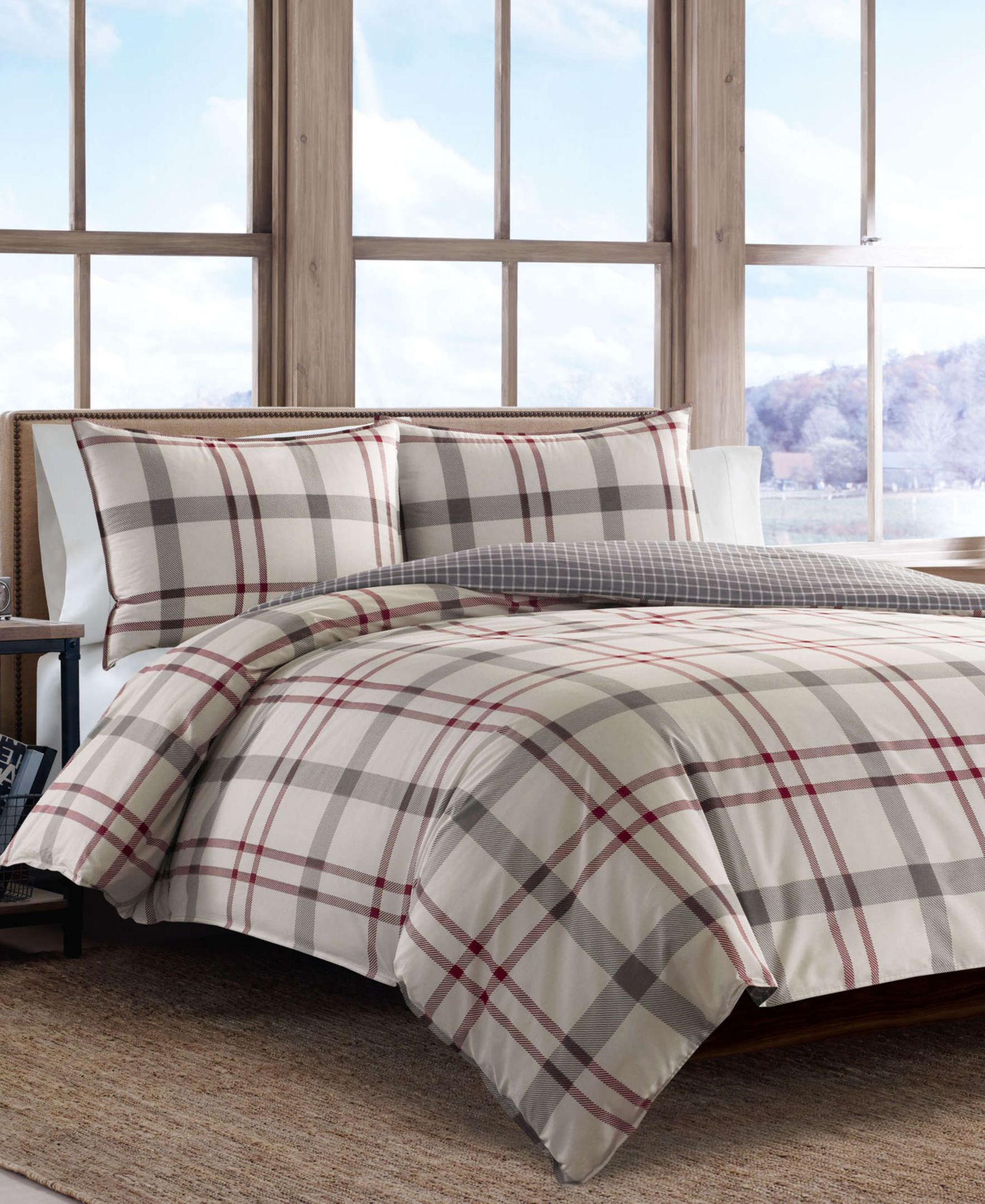 Eddie Bauer Portage Bay Cotton Reversible 3 Piece Duvet Cover Set, King