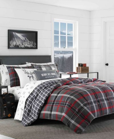 Eddie Bauer двусторонний комплект покрывала Willow Plaid Microsuede, King