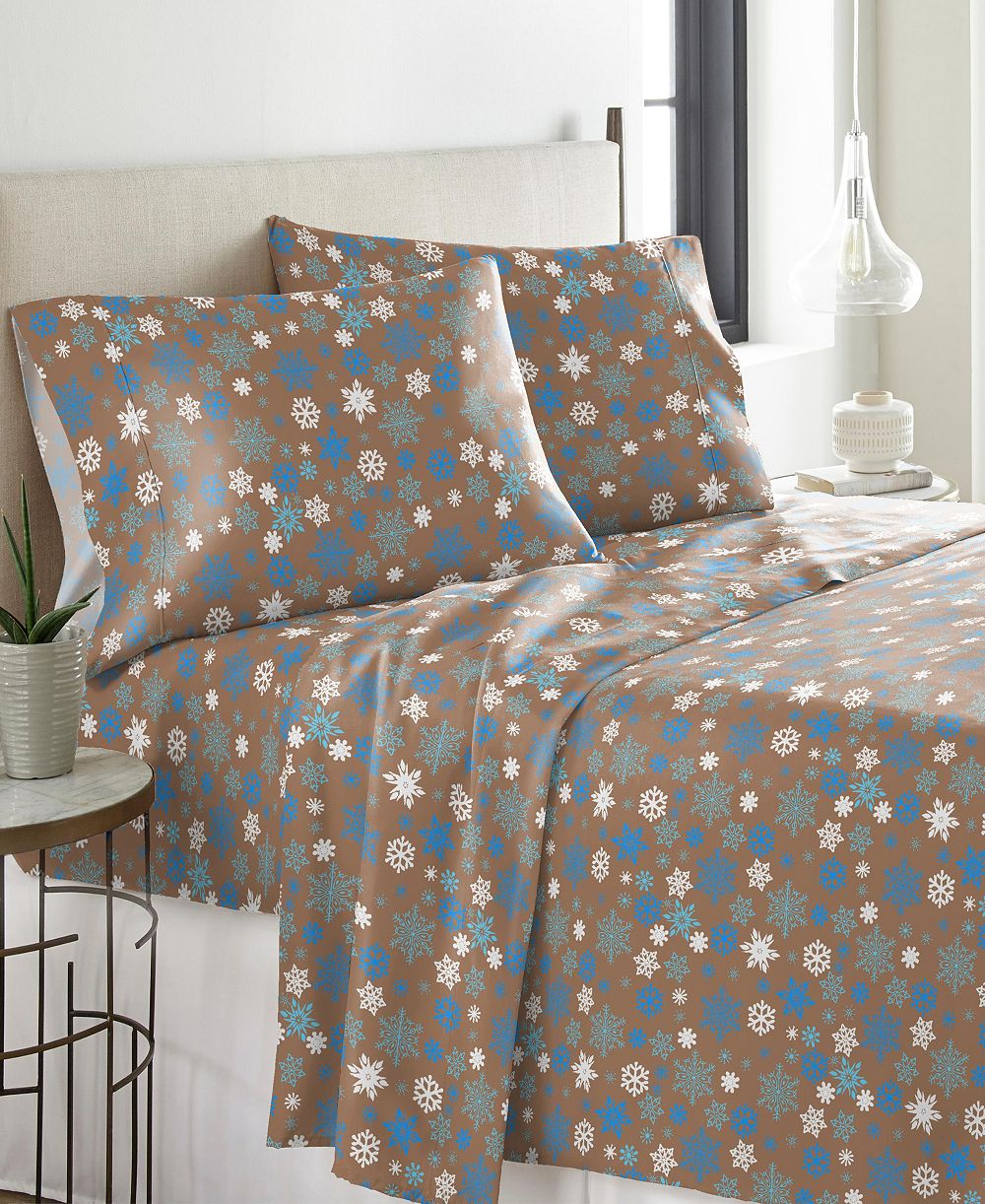 Pointehaven Cocoa Snowflakes комплект хлопковых фланелевых простыней, Twin XL