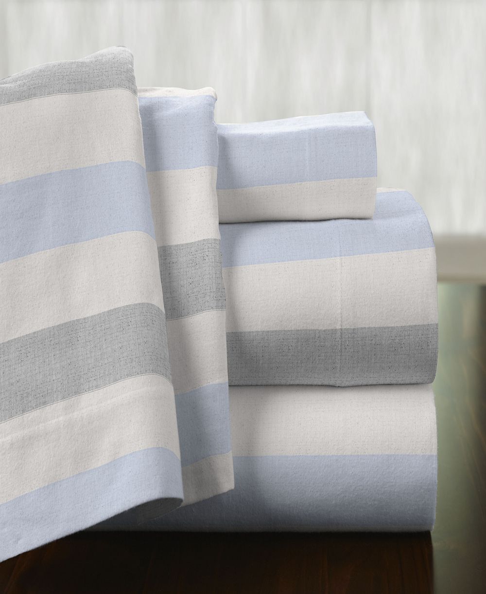 Комплект фланелевых простыней Pointehaven Savannah Stripe Superior Weight Cotton, Queen