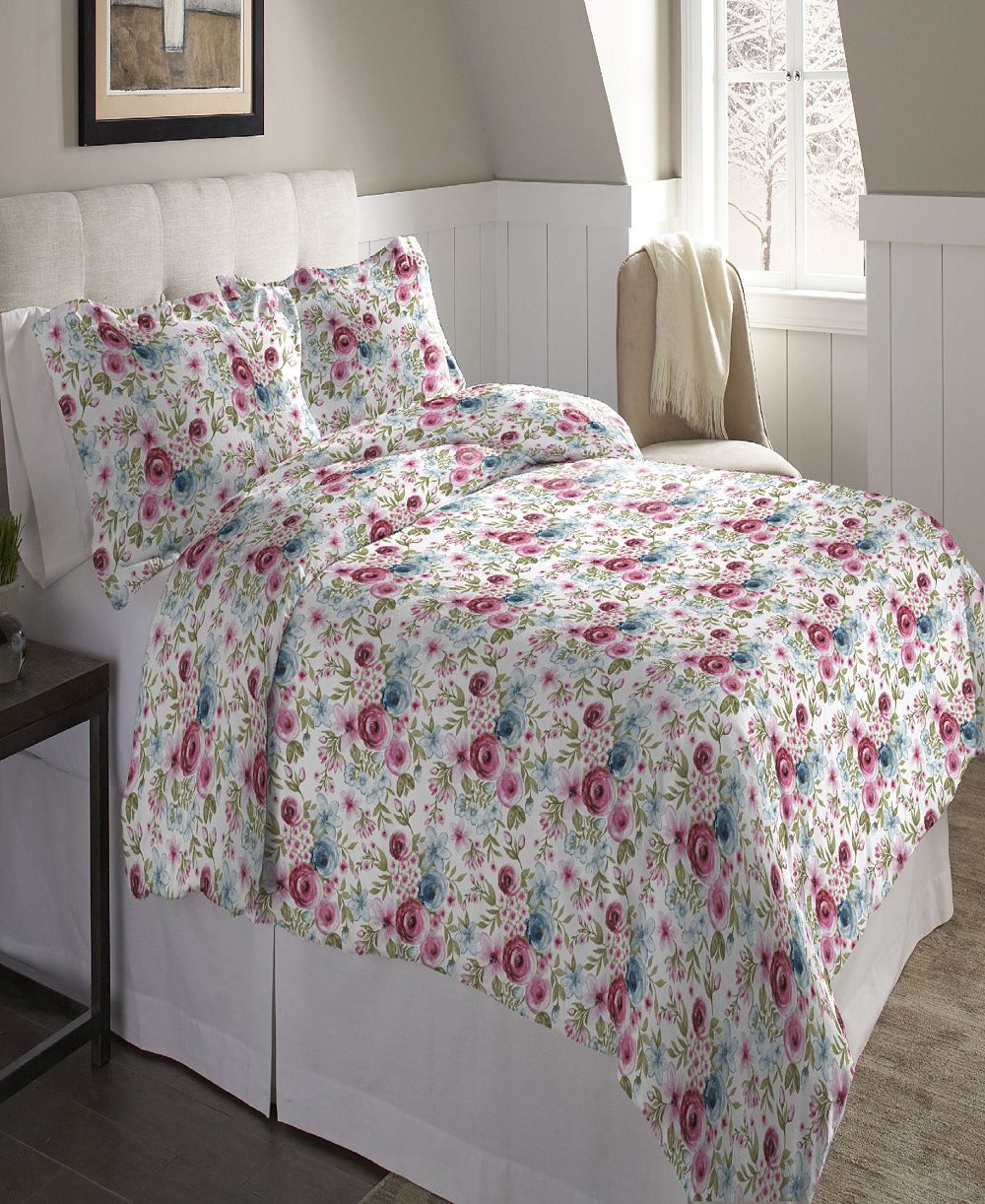 Комплект пододеяльников Pointehaven Rose Floral, хлопок, Full/Queen