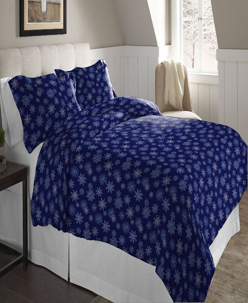 Комплект пододеяльник и наволочка Pointehaven Snowflake Cotton Flannel King/California King