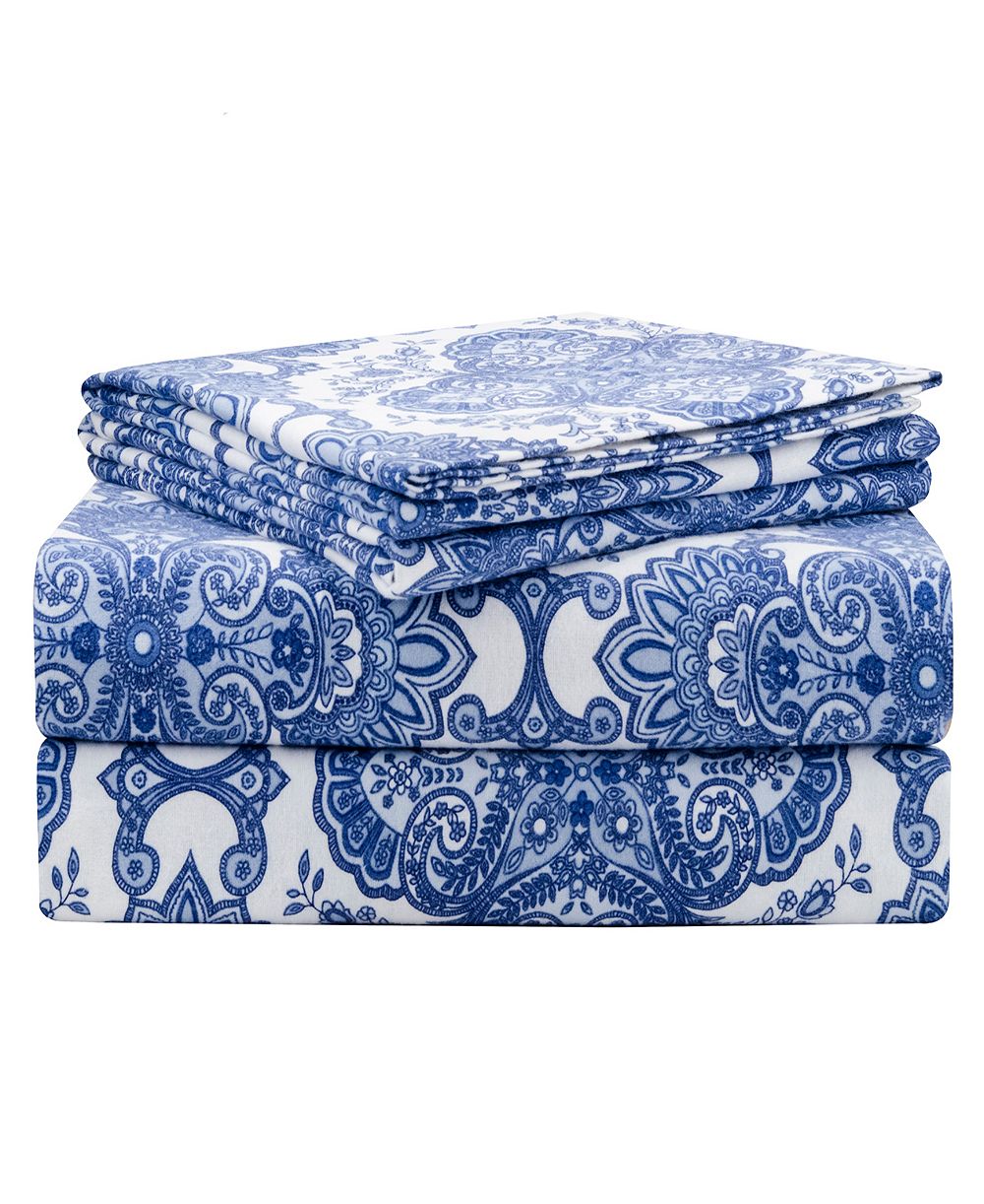 Комплект фланелевых простыней Pointehaven Alpine Blue Luxury Weight, California King
