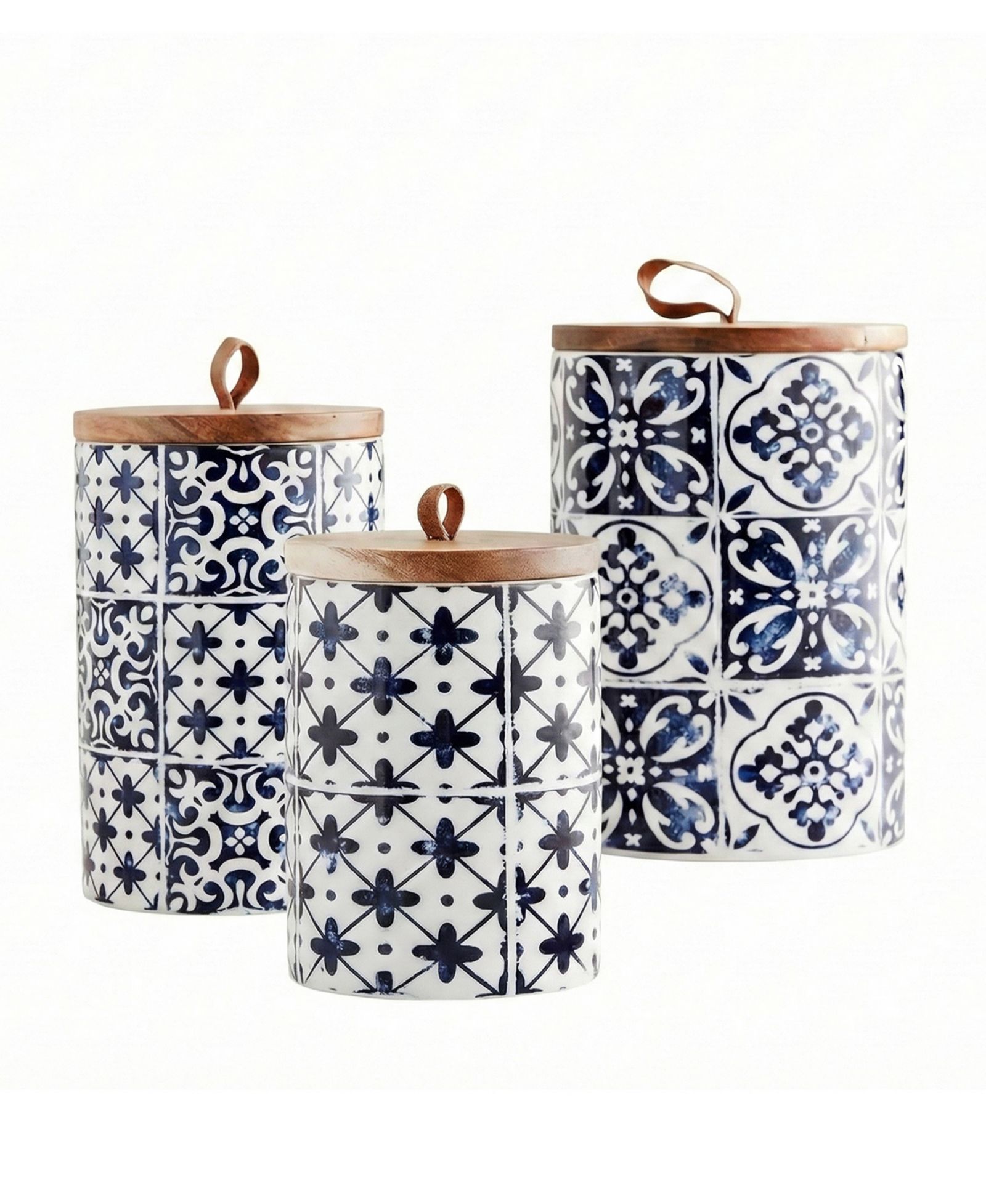 American Atelier Blue Medallion 3 PC Canister Set
