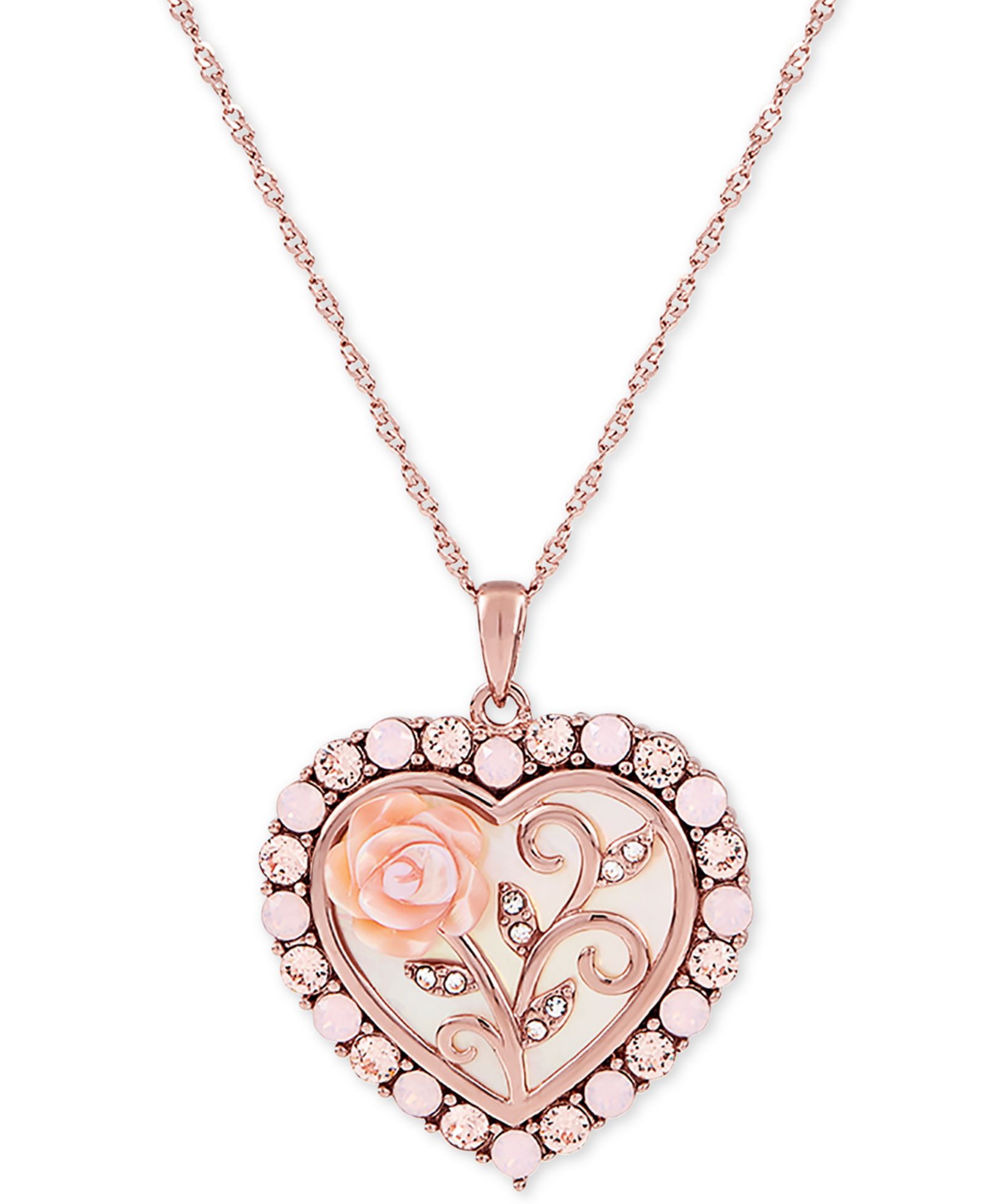 Ожерелье Rose Cameo 18" из 18k Rose Gold по Sterling Silver с перламутром (16mm)