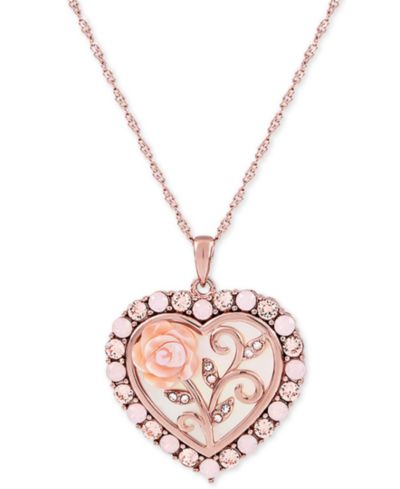 Ожерелье Rose Cameo 18" из 18k Rose Gold по Sterling Silver с перламутром (16mm)