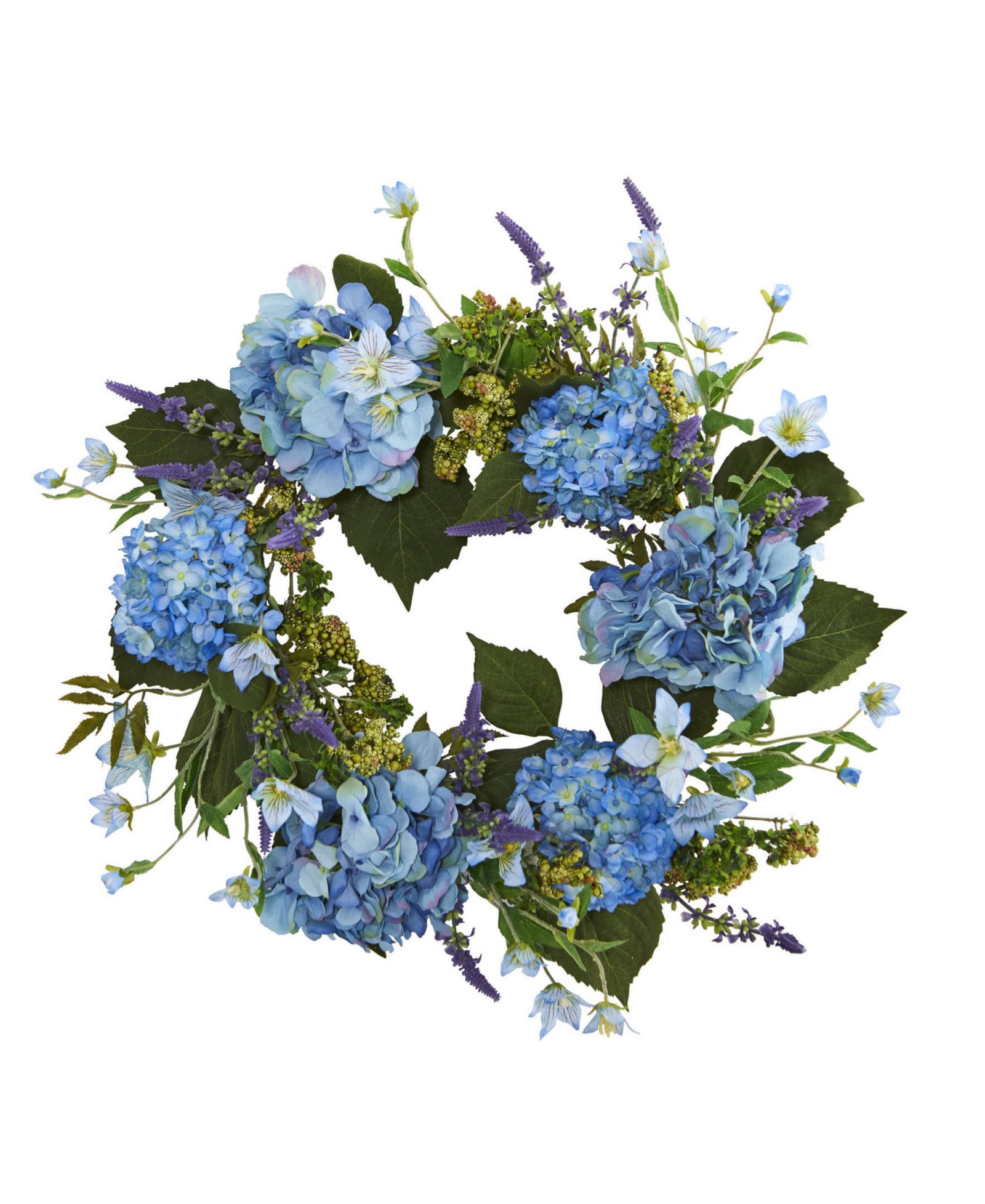 Венок Nearly Natural 24" Hydrangea Blue