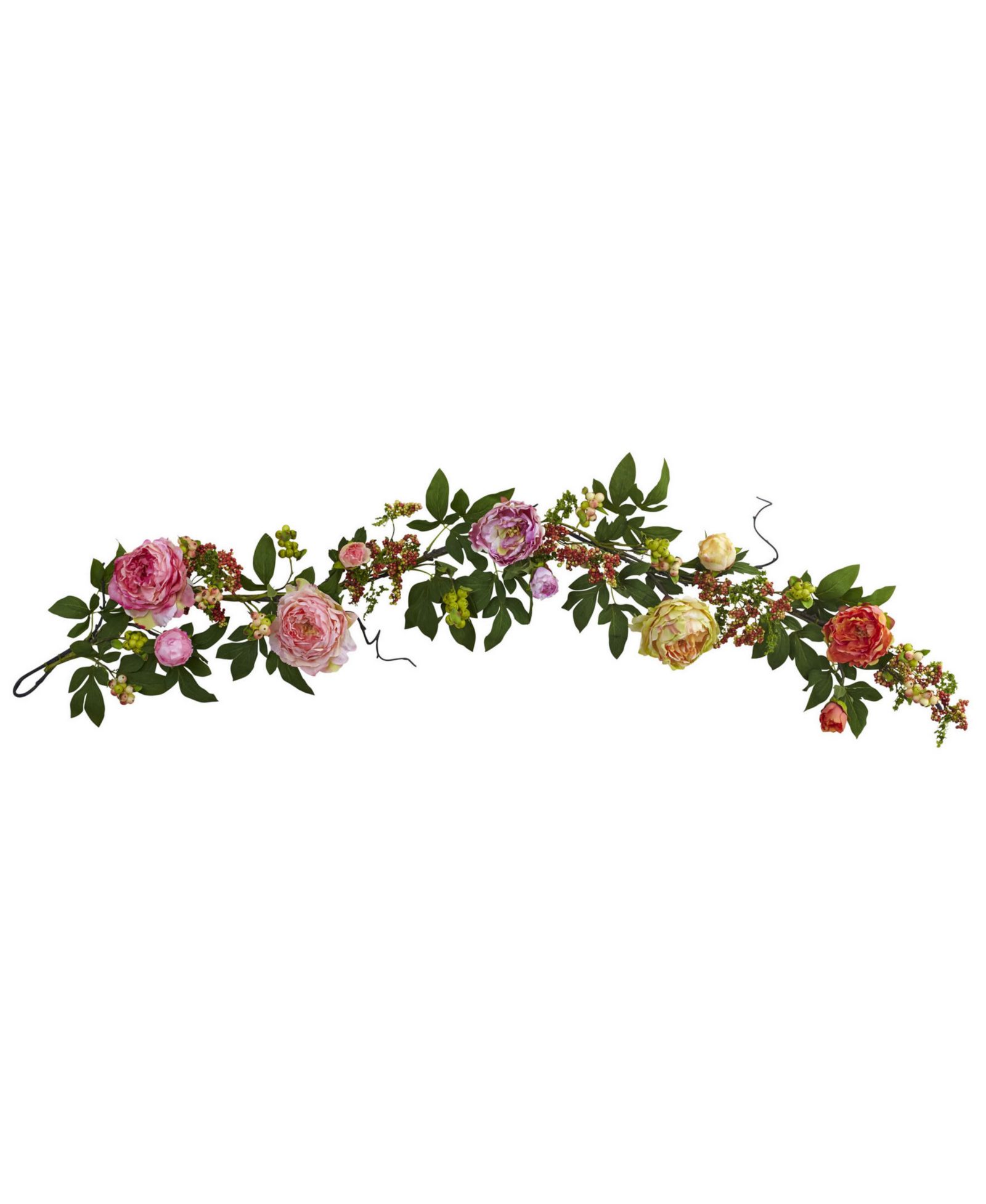 Nearly Natural гирлянда из пионов и ягод, 60"