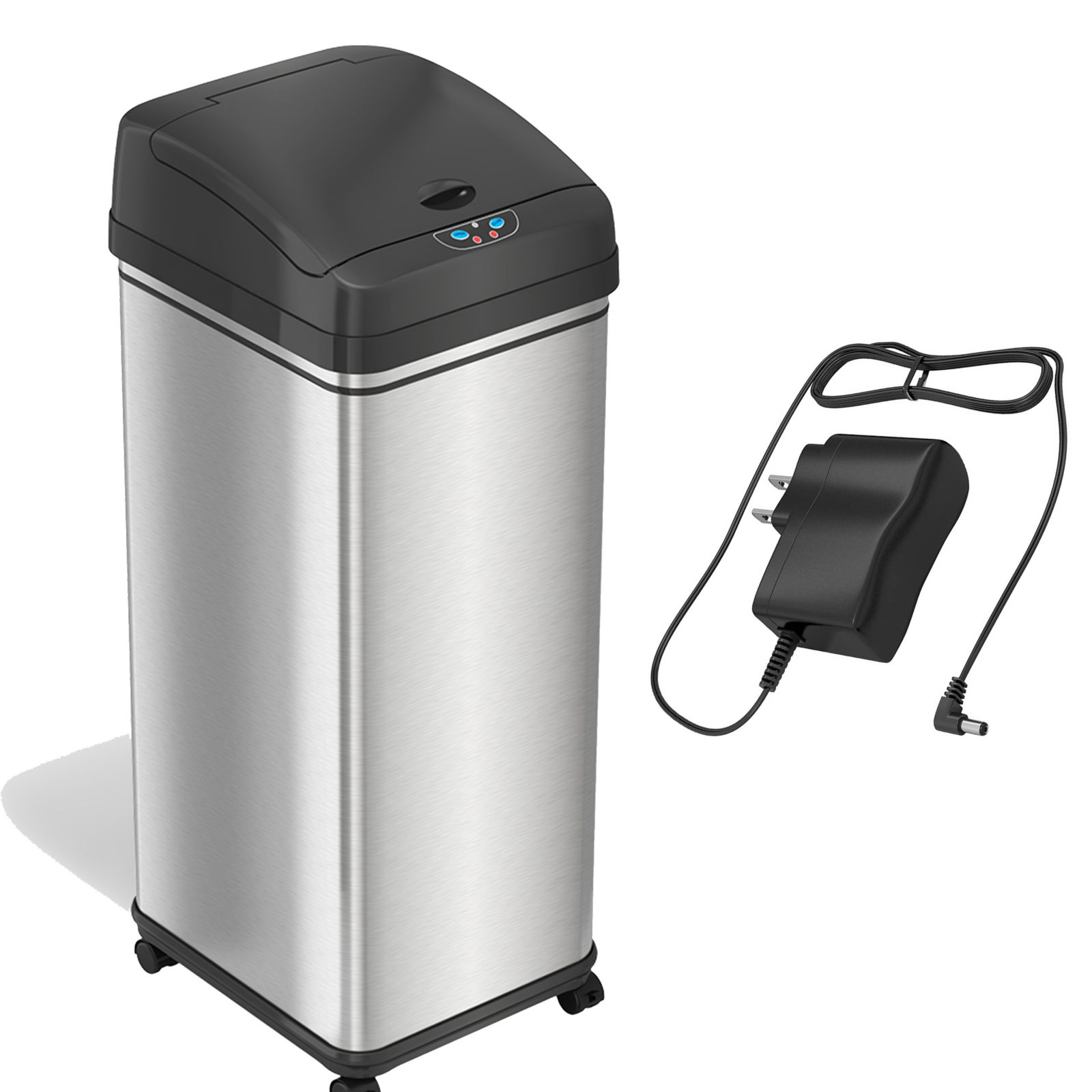 iTouchless мусорное ведро из нержавеющей стали с датчиком, 50 Liter / 13 Gallon, с колесами