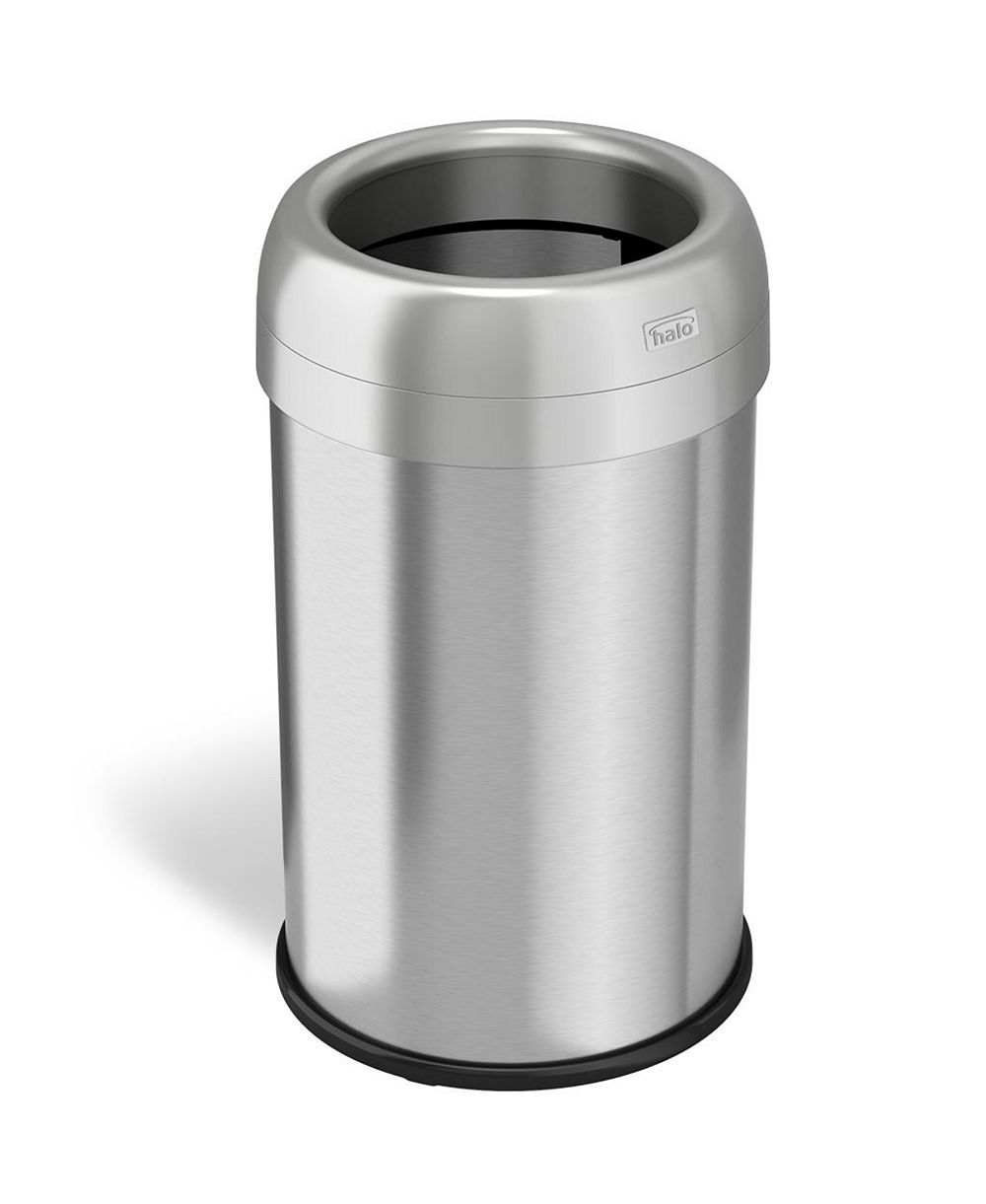 halo Round Stainless Steel Open Top Kitchen Trash Can with Dual AbsorbX Odor Filters