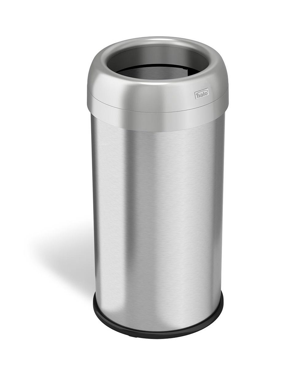 halo Round Stainless Steel Open Top Kitchen Trash Can with Dual AbsorbX Odor Filters