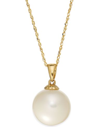 Ожерелье с жемчугом, 14k Gold, культивированный речной жемчуг (11mm)