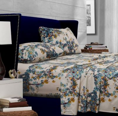 Комплект простыней Tribeca Living Casablanca, 300 Thread Count, цветочный принт, King