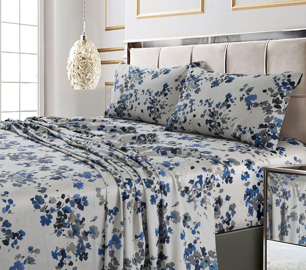 Tribeca Living Lisbon 300 Thread Count Cotton Sateen Extra Deep Pocket Sheet Set, Queen
