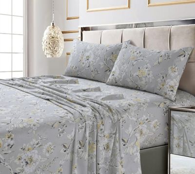 Tribeca Living Colmar Printed 300 Thread Count Cotton Sateen Extra Deep Pocket Sheet Set Sheet Set, Twin