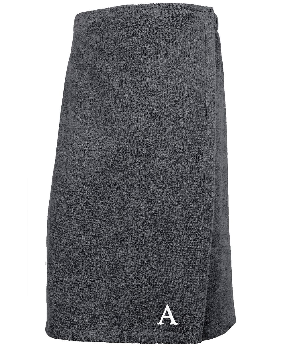 Linum Home 100% Turkish Cotton Terry Personalized Women's Bath Wrap - Dark Grey