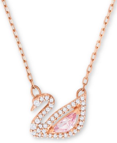 Swarovski Rose Gold-Tone Crystal Swan Pendant Necklace, 14-7/8" + 2" extender