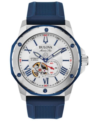 Мужские часы Bulova Automatic Marine Star Blue Silicone Strap 45mm