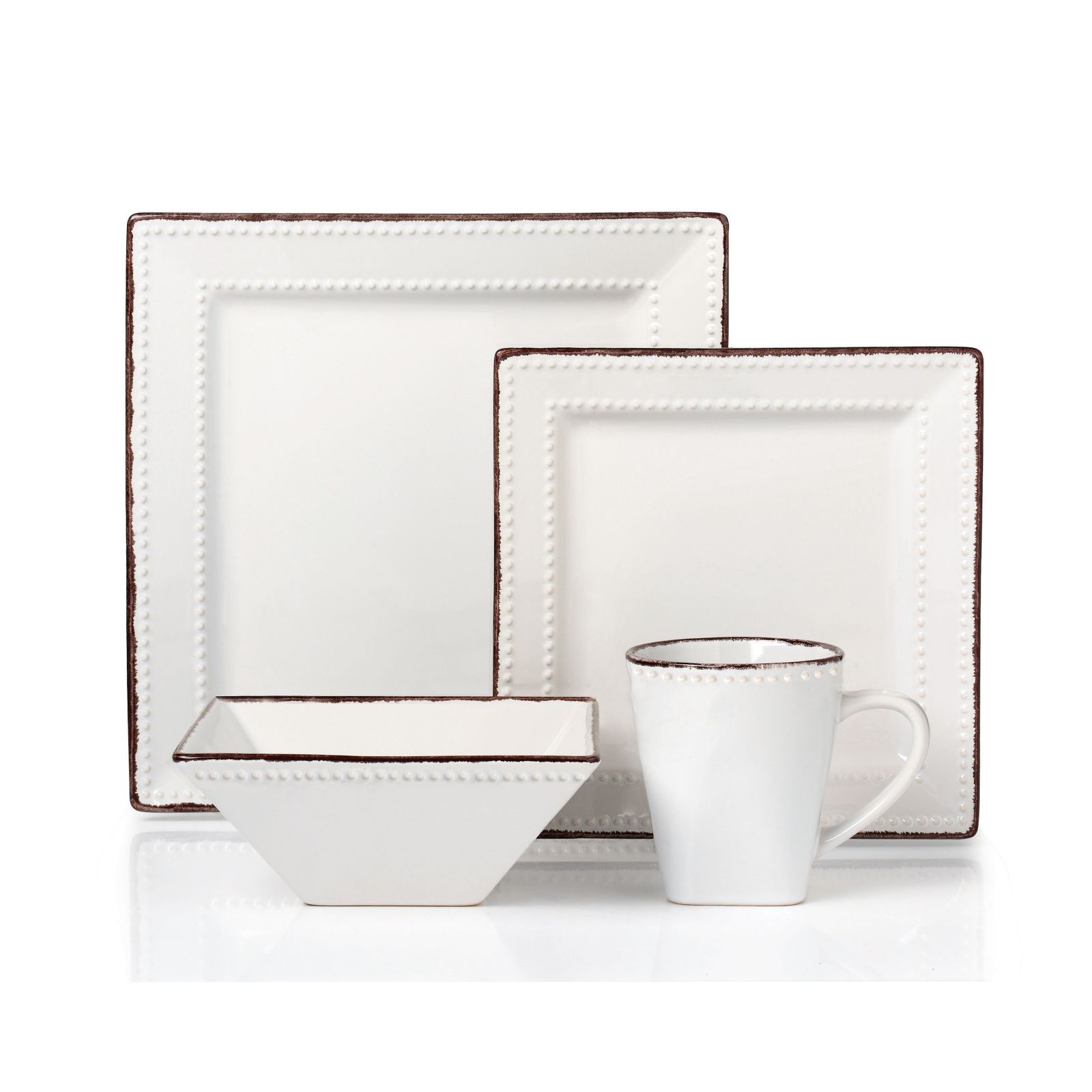 Lorren Home Trends Beaded 16 Pc. Dinnerware Set, Service for 4