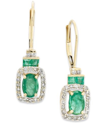 Серьги-подвески с сапфиром (1-1/5 ct. t.w.) и бриллиантом (1/5 ct. t.w.) в белом золоте 14k