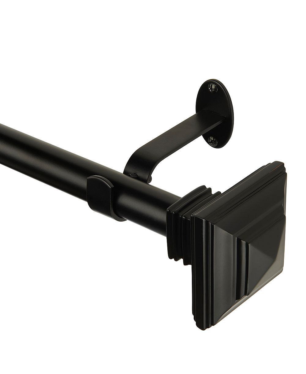 Elrene Home Fashions Florence 1" Diameter Adjustable Curtain Rod Set with Decorative Square Finials