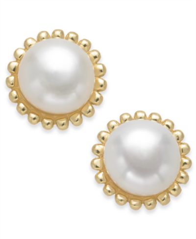 Серьги-гвоздики Giani Bernini Freshwater Pearl 5mm из золота 18k и стерлингового серебра