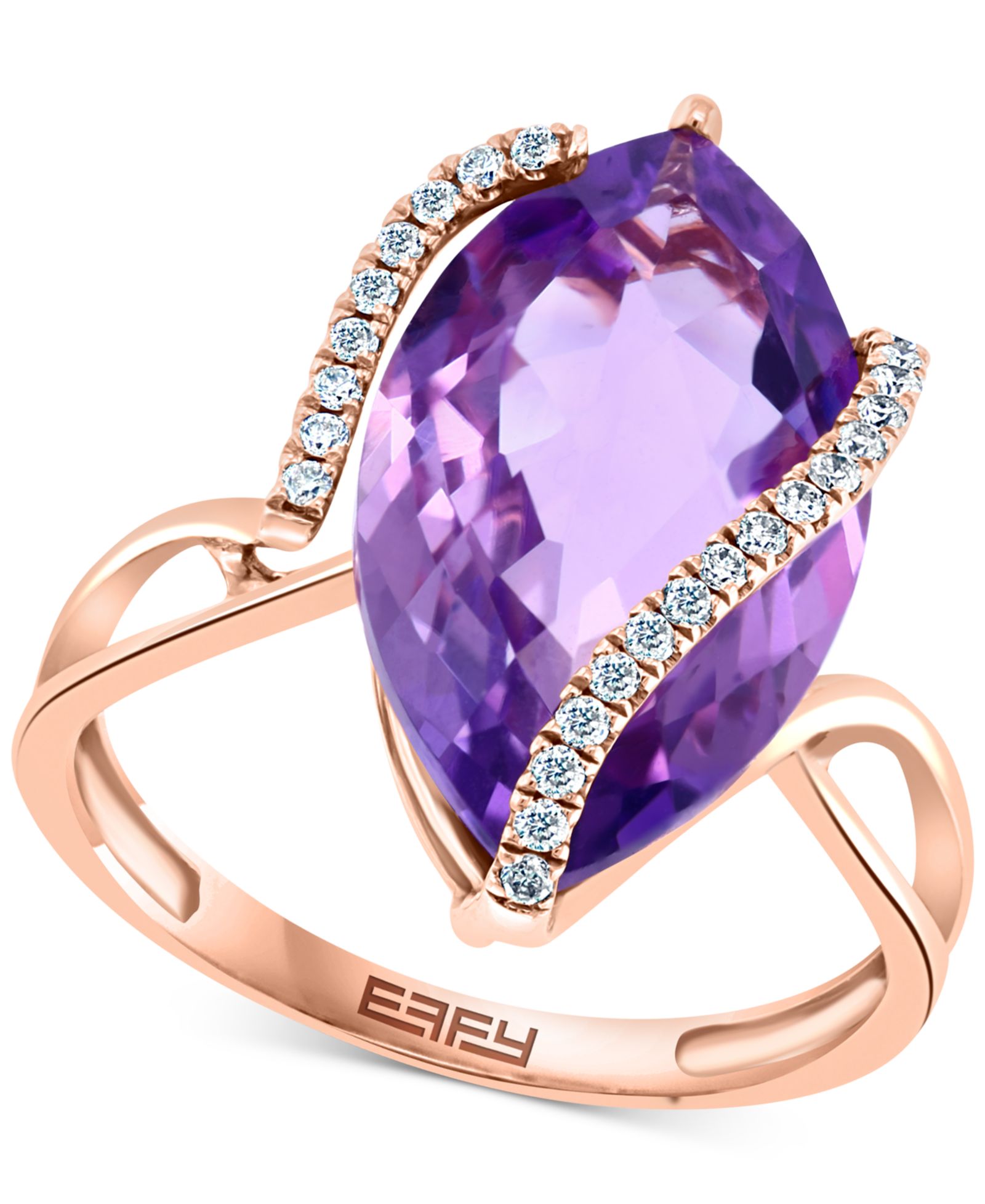 Кольцо EFFY® Marquise-Cut Pink Amethyst (6-7/8 ct. t.w.) and Diamond (1/8 ct. t.w.) Wrap в 14k Gold