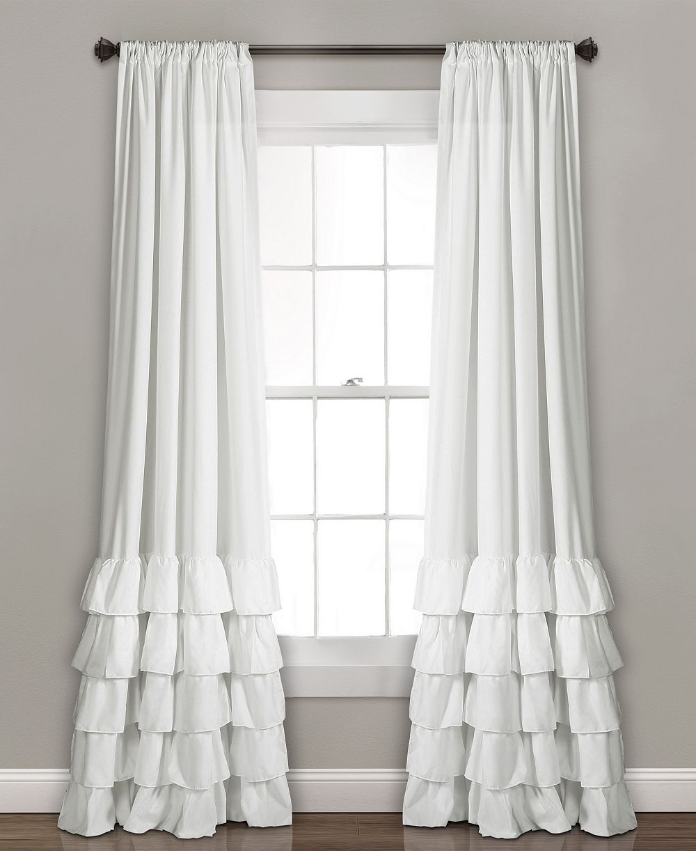 Lush Decor Allison Ruffle Light Filtering Window Curtain Panels Pair Coquette Curtains