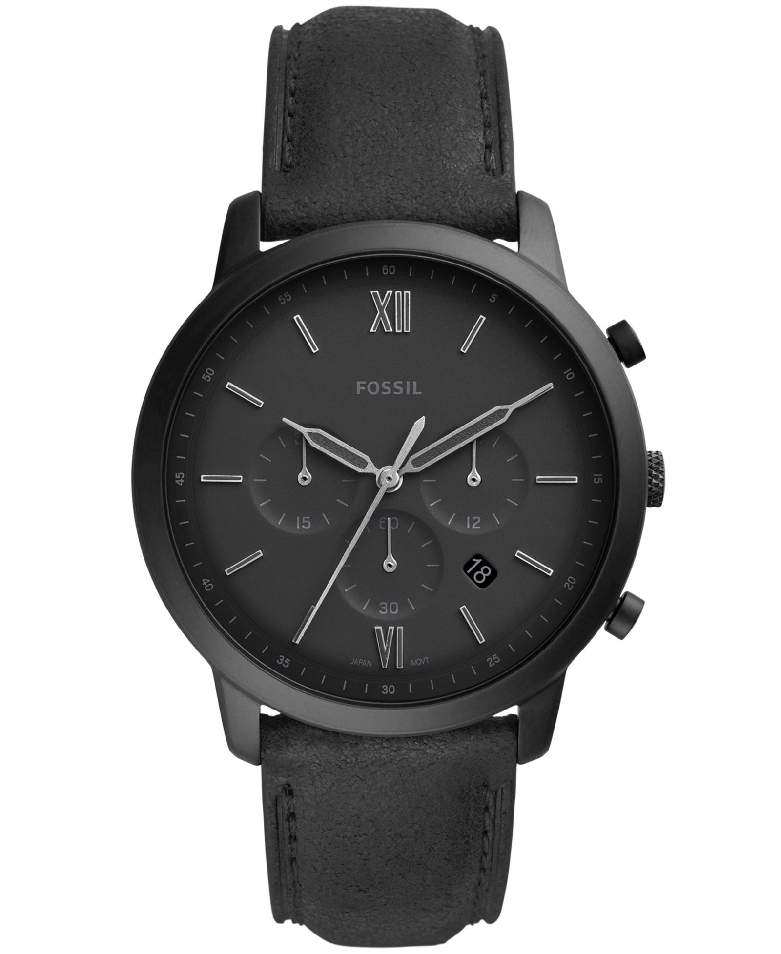 Fossil Мужские часы Neutra Chronograph, черный кожаный ремешок, 44mm