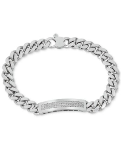 Men's Diamond (1/2 ct. t.w.) ID Bracelet in Sterling Silver (Also in 14k  Gold Over Silver)